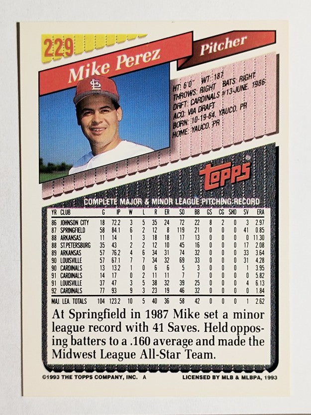 1993 Topps Gold #229 Mike Perez