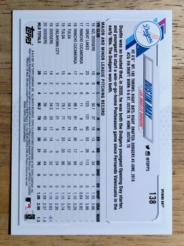 2021 Topps Opening Day #138 Dustin May
