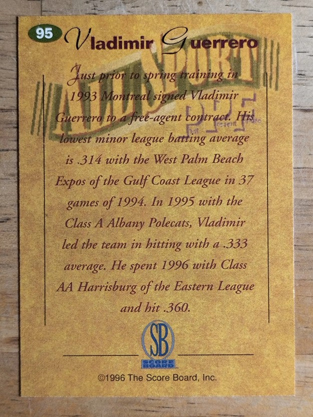 1996-97 Score Board All Sport PPF #95 Vladimir Guerrero