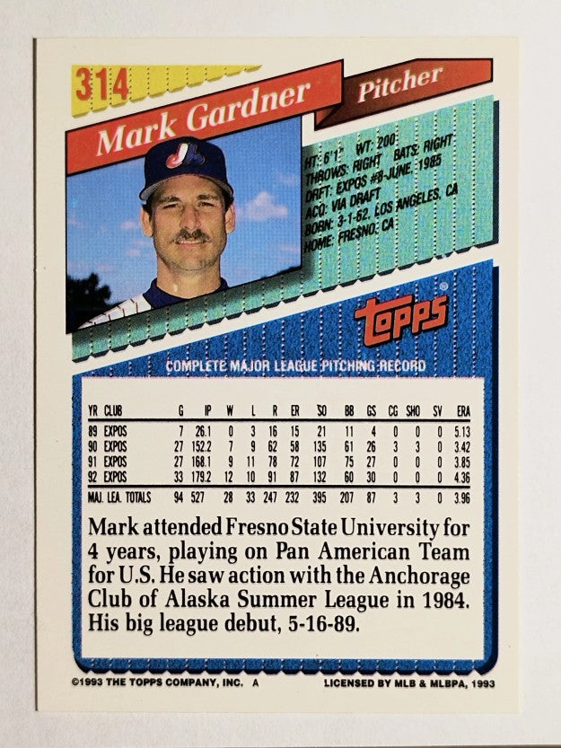 1993 Topps Gold #314 Mark Gardner
