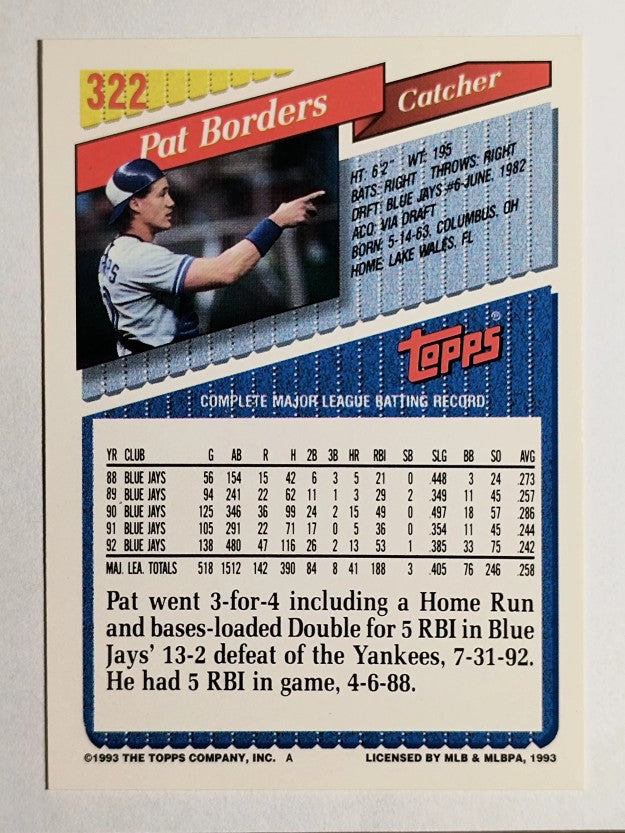 1993 Topps Gold #322 Pat Borders