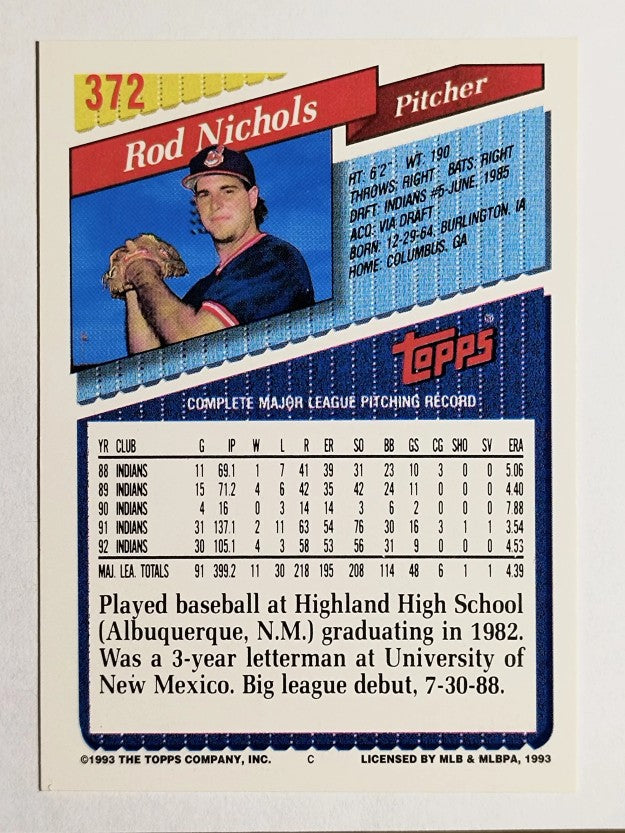 1993 Topps Gold #372 Rod Nichols