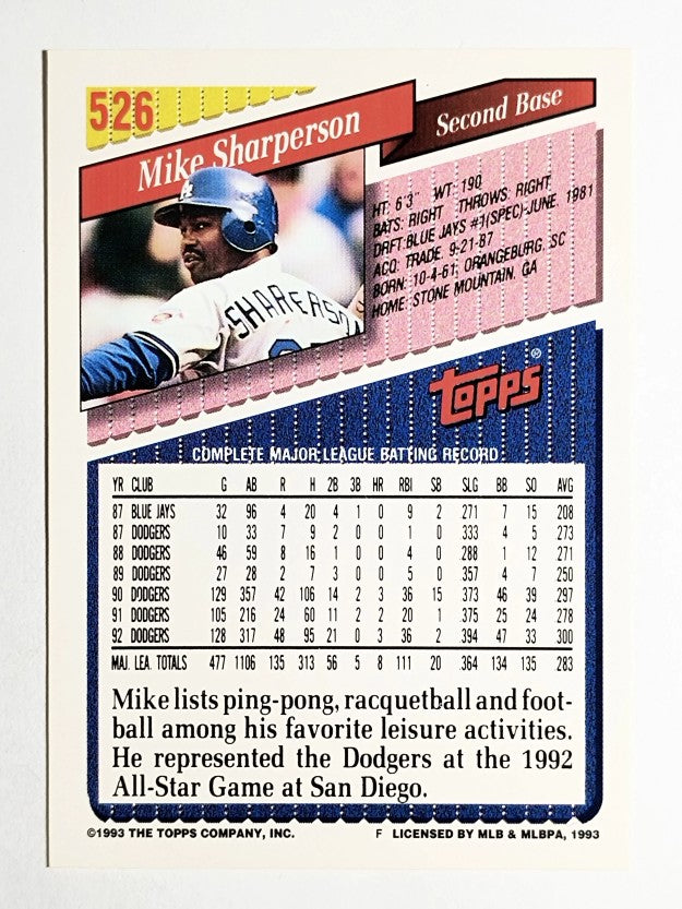 1993 Topps Gold #526 Mike Sharperson