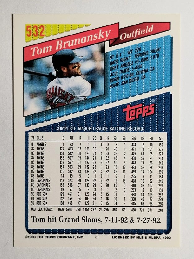 1993 Topps Gold #532 Tom Brunansky
