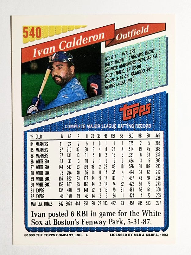 1993 Topps Gold #540 Ivan Calderon