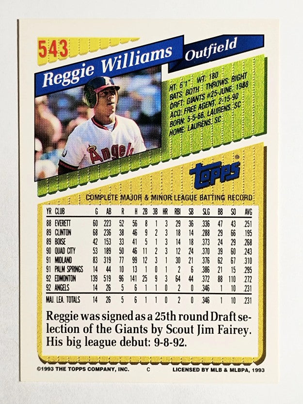 1993 Topps Gold #543 Reggie Williams
