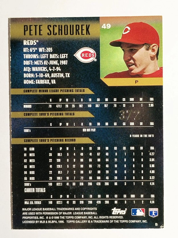 1996 Topps Gallery Players Private Issue #49 Pete Schourek (VGEX)
