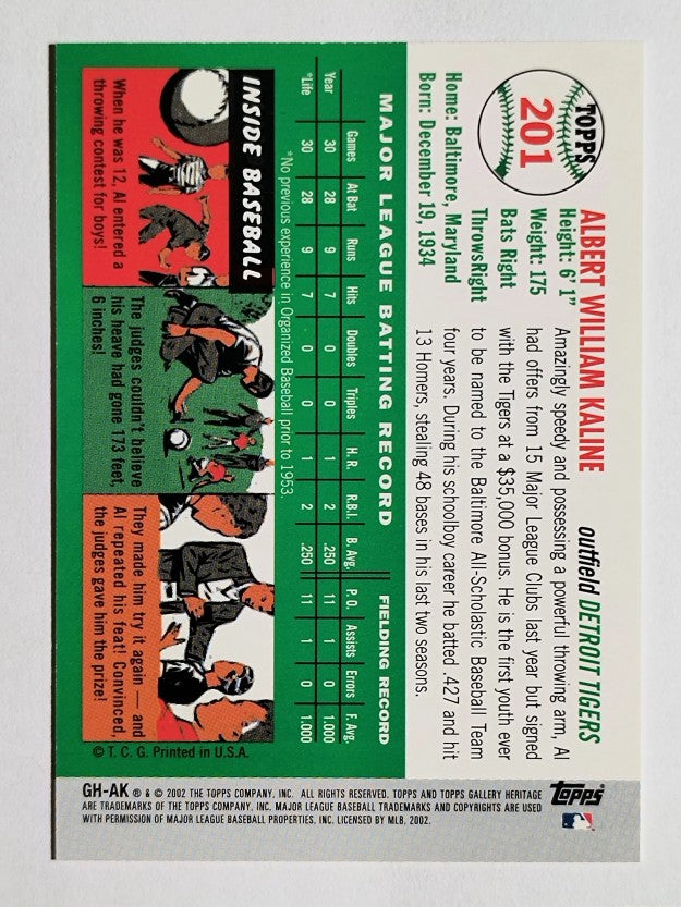 2002 Topps Gallery Heritage #GHAK Al Kaline 54