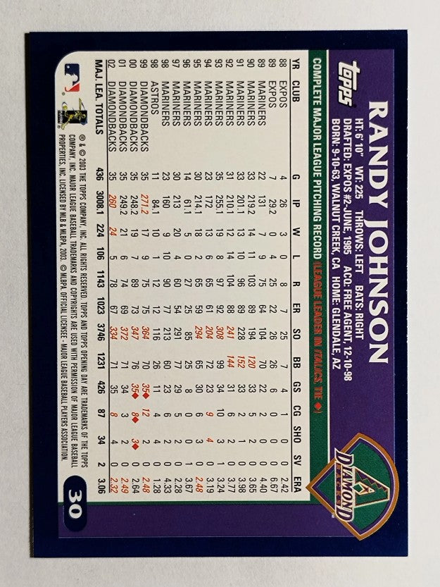 2003 Topps Opening Day #30 Randy Johnson