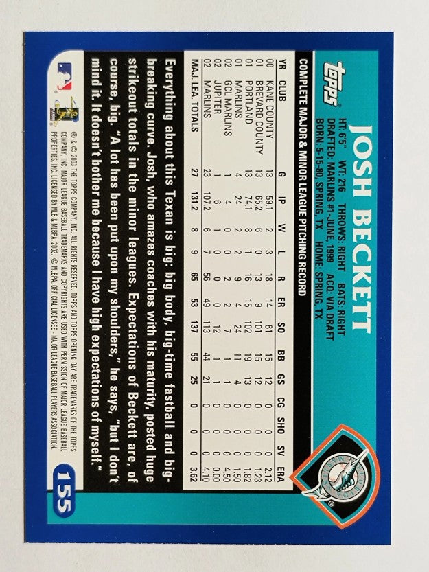 2003 Topps Opening Day #155 Josh Beckett