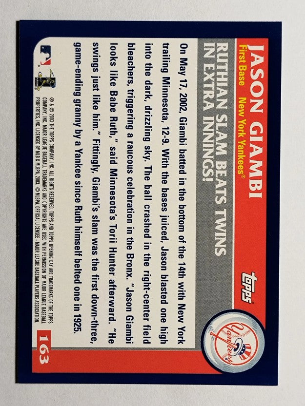2003 Topps Opening Day #163 Jason Giambi HL