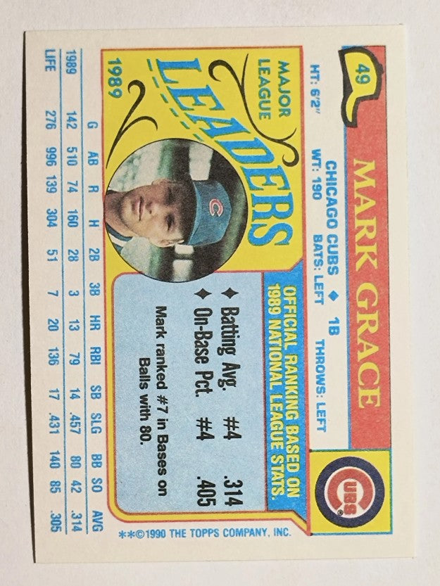 1990 Topps Mini Leaders #49 Mark Grace