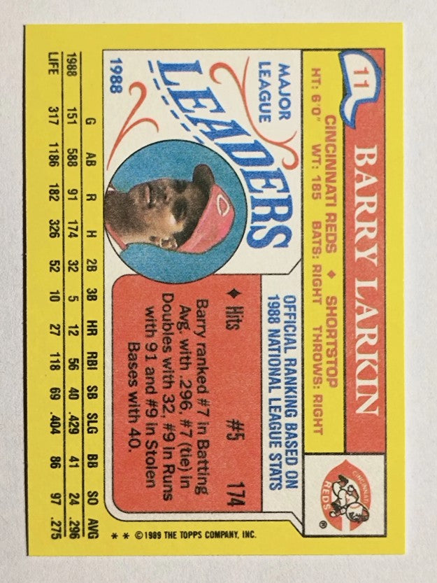 1989 Topps Mini Leaders #11 Barry Larkin