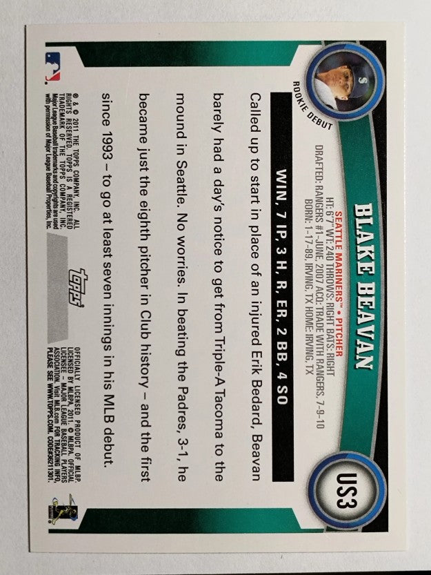 2011 Topps Update Wal-Mart Blue Border #US3 Blake Beavan