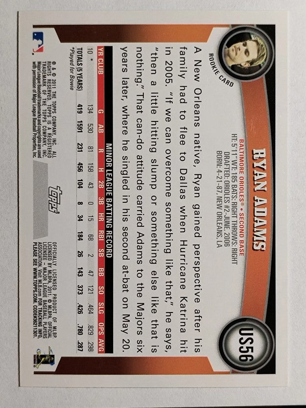 2011 Topps Update Wal-Mart Blue Border #US56 Ryan Adams