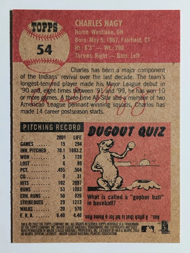 2002 Topps Heritage #54 Charles Nagy