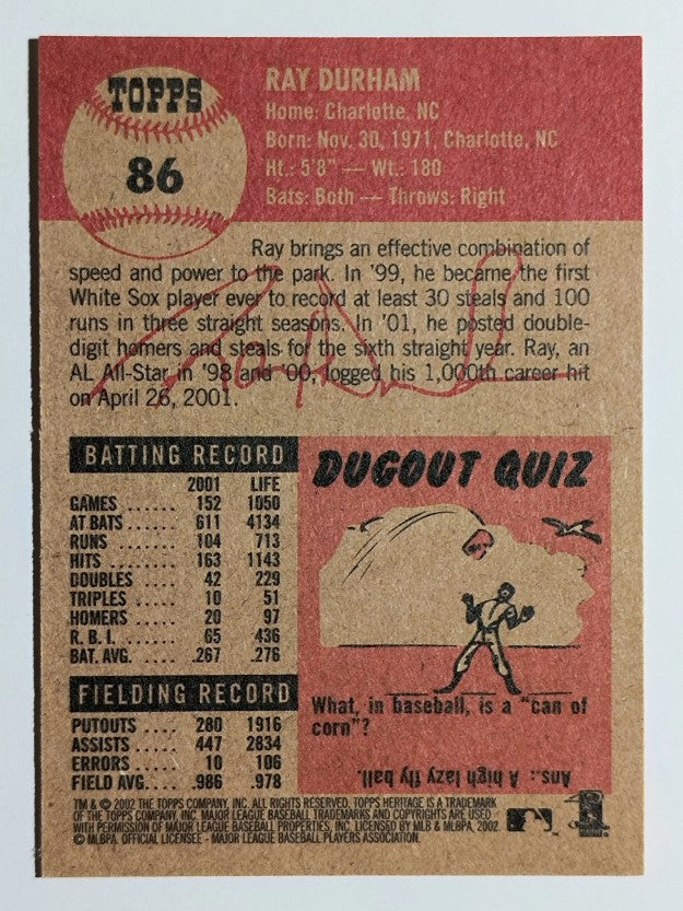 2002 Topps Heritage #86 Ray Durham