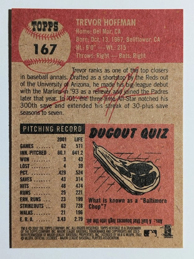 2002 Topps Heritage #167 Trevor Hoffman