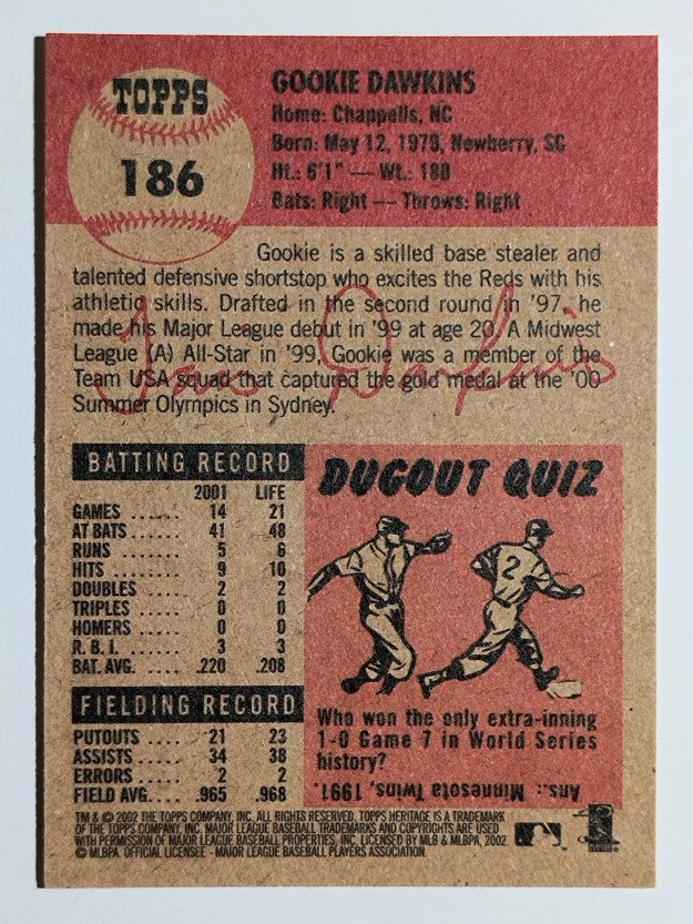 2002 Topps Heritage #186 Gookie Dawkins