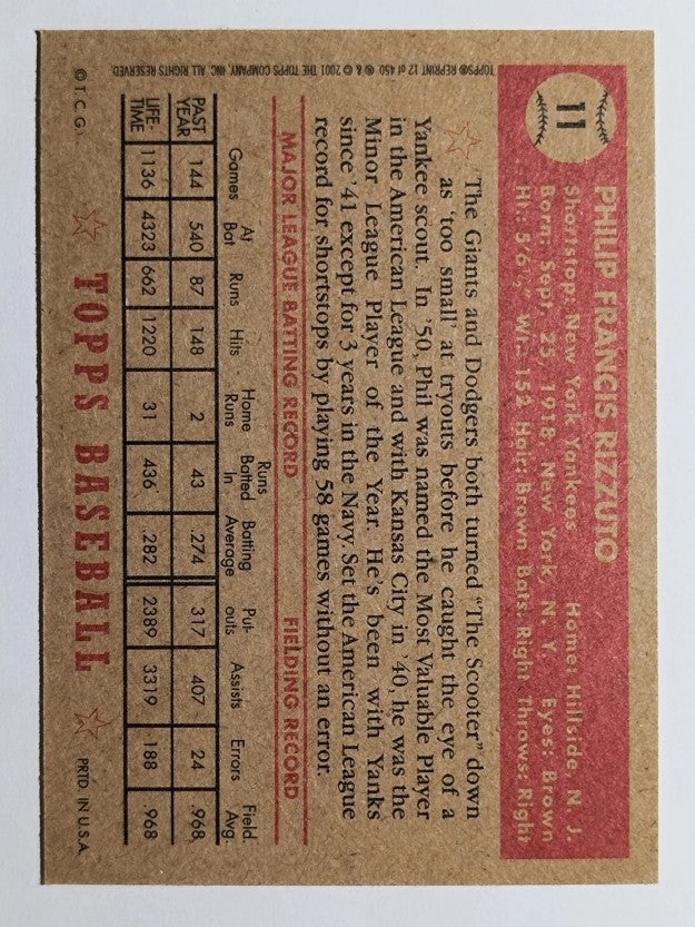 2001 Topps Archives #12 Phil Rizzuto 52