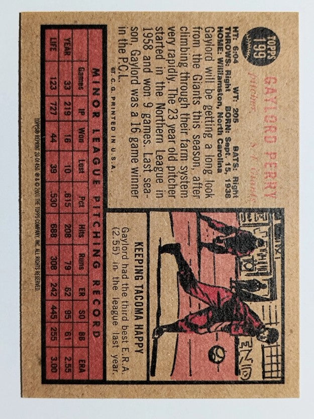 2001 Topps Archives #20 Gaylord Perry 62