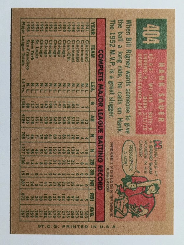 2001 Topps Archives #141 Hank Sauer 59