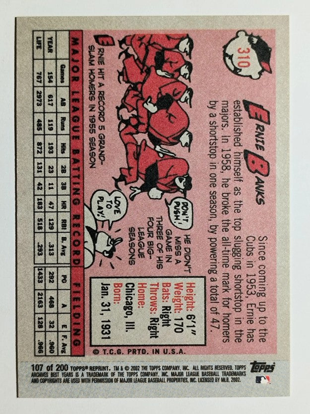2002 Topps Archives #107 Ernie Banks 58