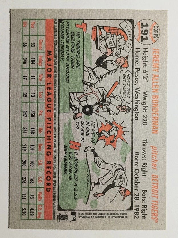 2005 Topps Heritage #191 Jeremy Bonderman