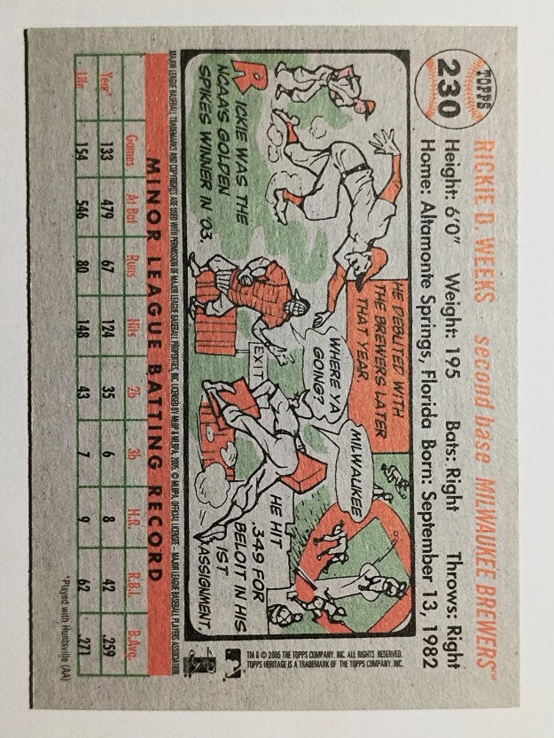 2005 Topps Heritage #230 Rickie Weeks