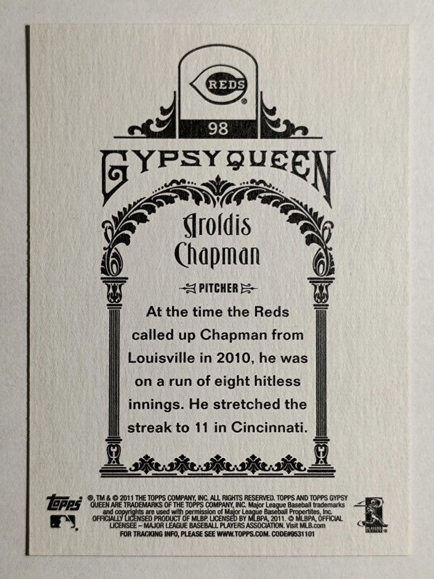 2011 Topps Gypsy Queen #98 Aroldis Chapman RC