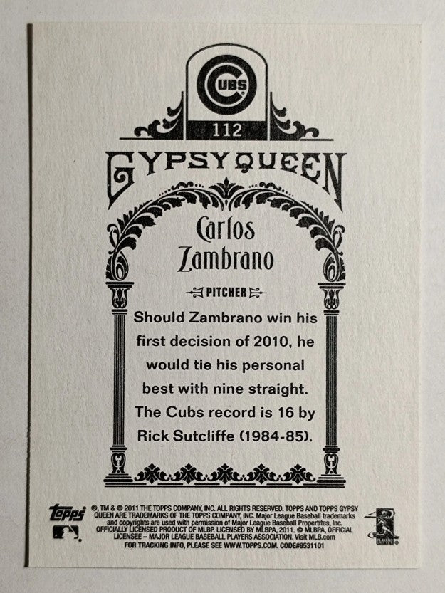 2011 Topps Gypsy Queen #112 Carlos Zambrano