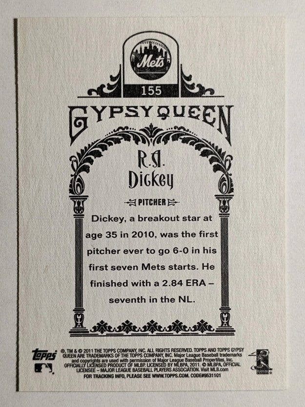 2011 Topps Gypsy Queen #155 R.A. Dickey