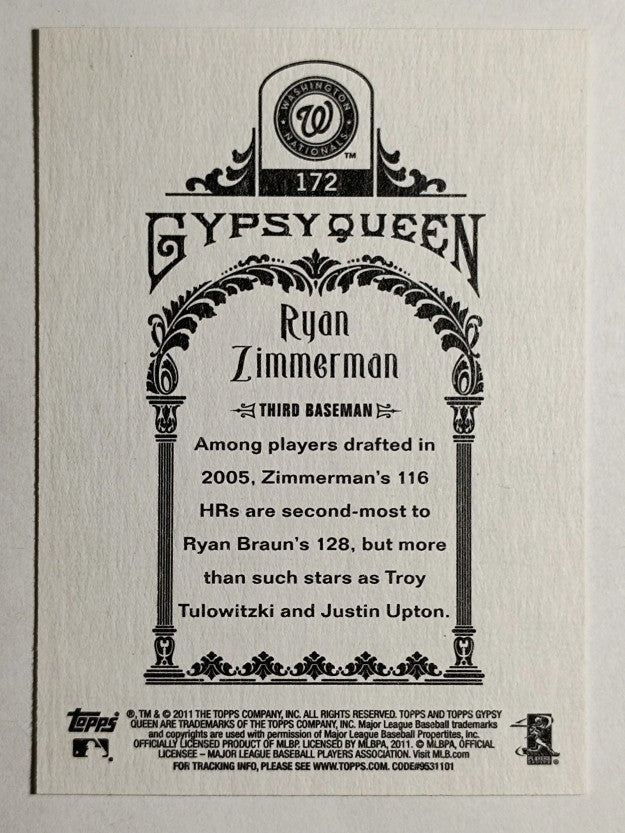 2011 Topps Gypsy Queen #172 Ryan Zimmerman