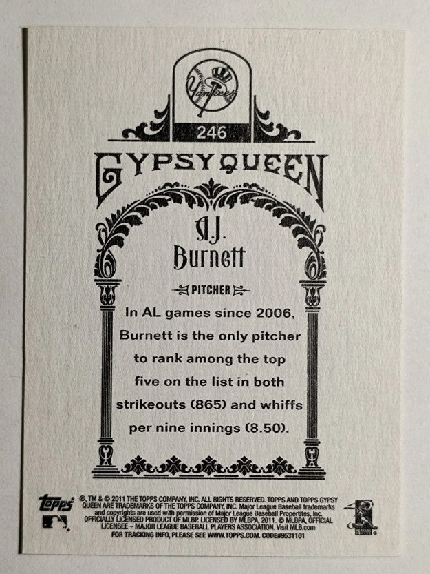 2011 Topps Gypsy Queen #246 A.J. Burnett