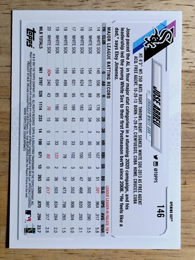 2021 Topps Opening Day #146 Jose Abreu