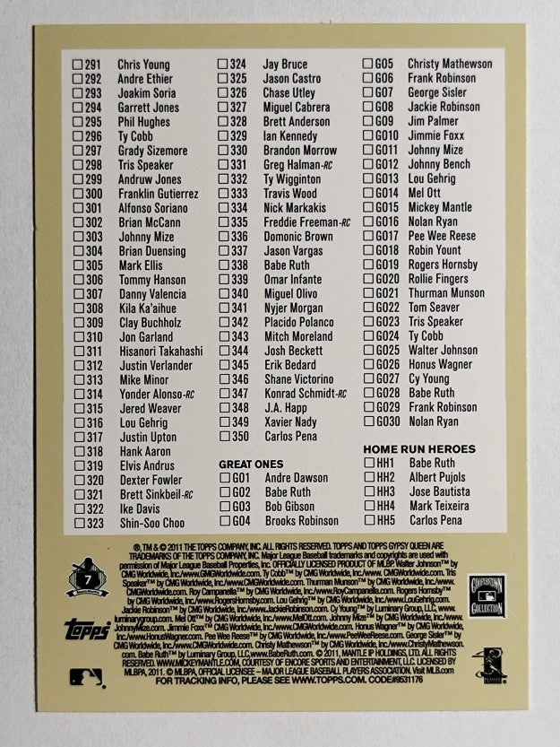 2011 Topps Gypsy Queen Checklists #2 195-Inserts