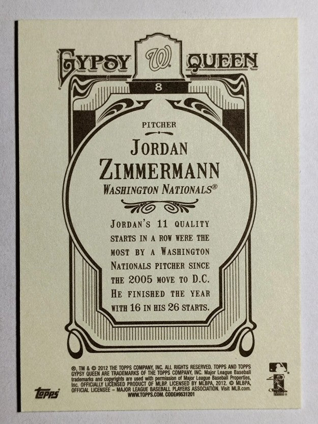 2012 Topps Gypsy Queen #8 Jordan Zimmermann