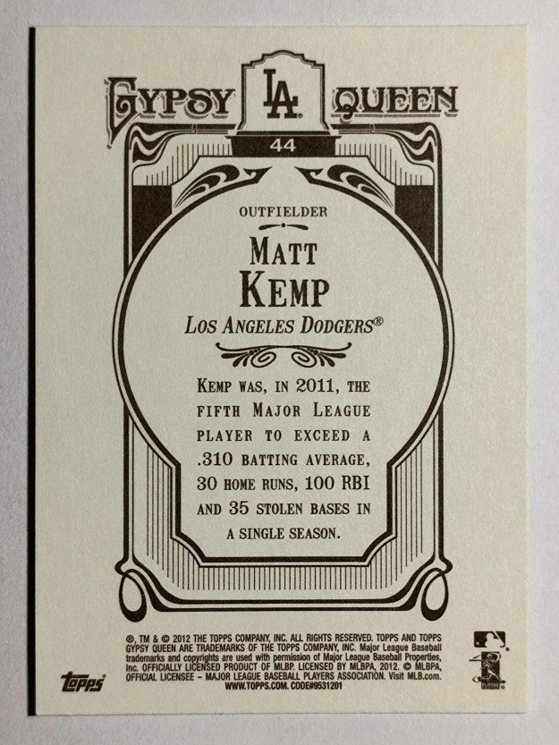 2012 Topps Gypsy Queen #44A Matt Kemp