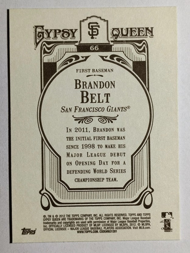 2012 Topps Gypsy Queen #66 Brandon Belt