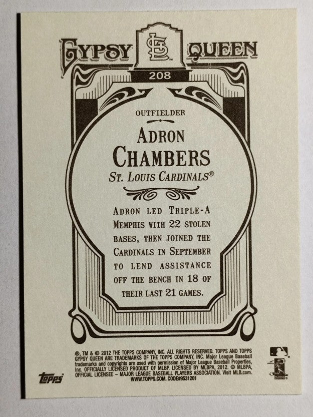2012 Topps Gypsy Queen #208 Adron Chambers RC