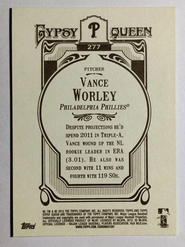 2012 Topps Gypsy Queen #277 Vance Worley