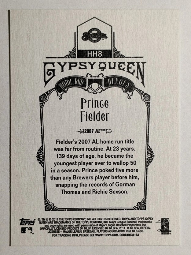 2011 Topps Gypsy Queen Home Run Heroes #HH8 Prince Fielder