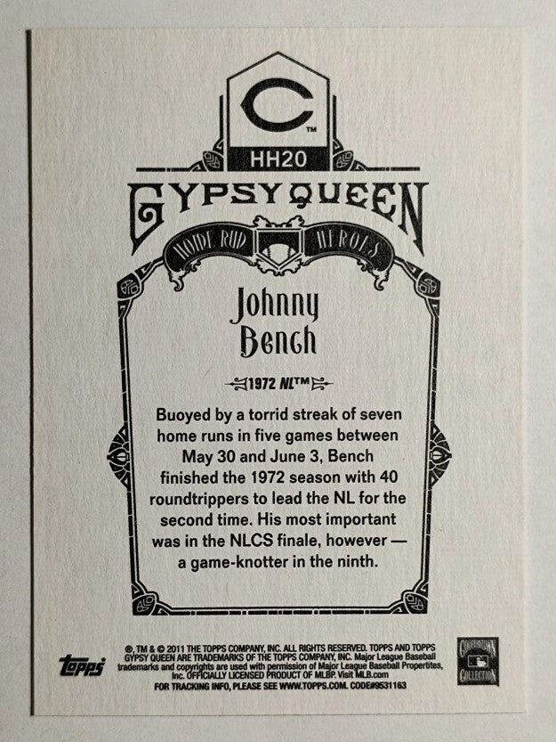 2011 Topps Gypsy Queen Home Run Heroes #HH20 Johnny Bench