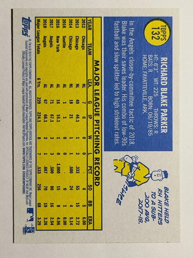 2019 Topps Heritage #132 Blake Parker
