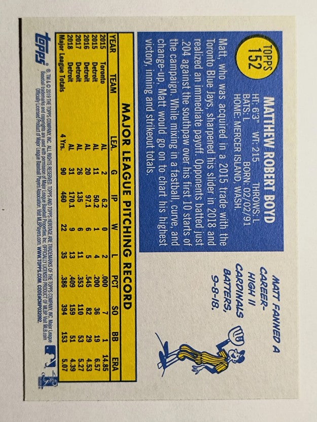 2019 Topps Heritage #152 Matt Boyd