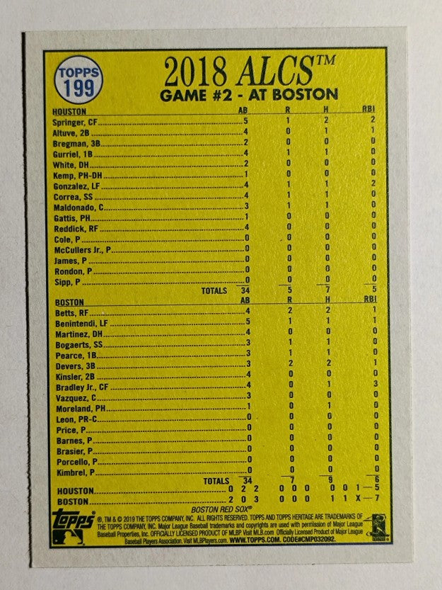2019 Topps Heritage #199 Jackie Bradley Playoff HL
