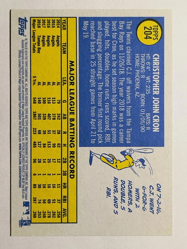 2019 Topps Heritage #204 C.J. Cron
