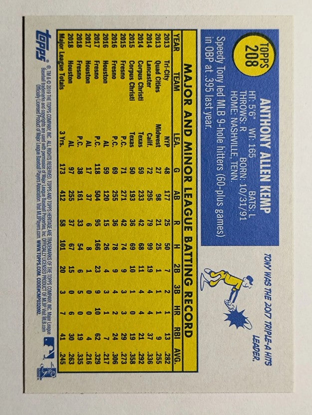 2019 Topps Heritage #208 Tony Kemp