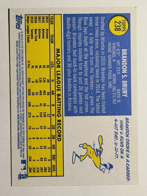 2019 Topps Heritage #238 Brandon Drury