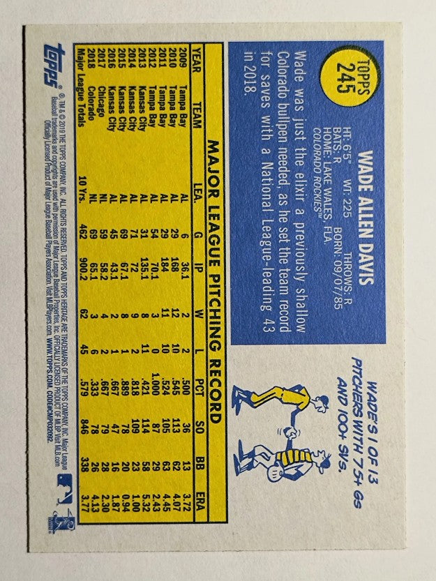 2019 Topps Heritage #245 Wade Davis